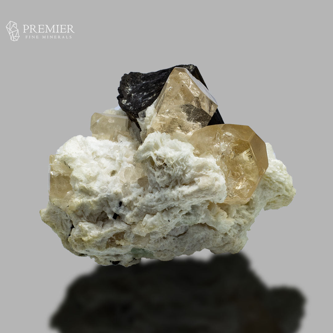 Topaz Twin Crystals  with Schorl - Pakistan