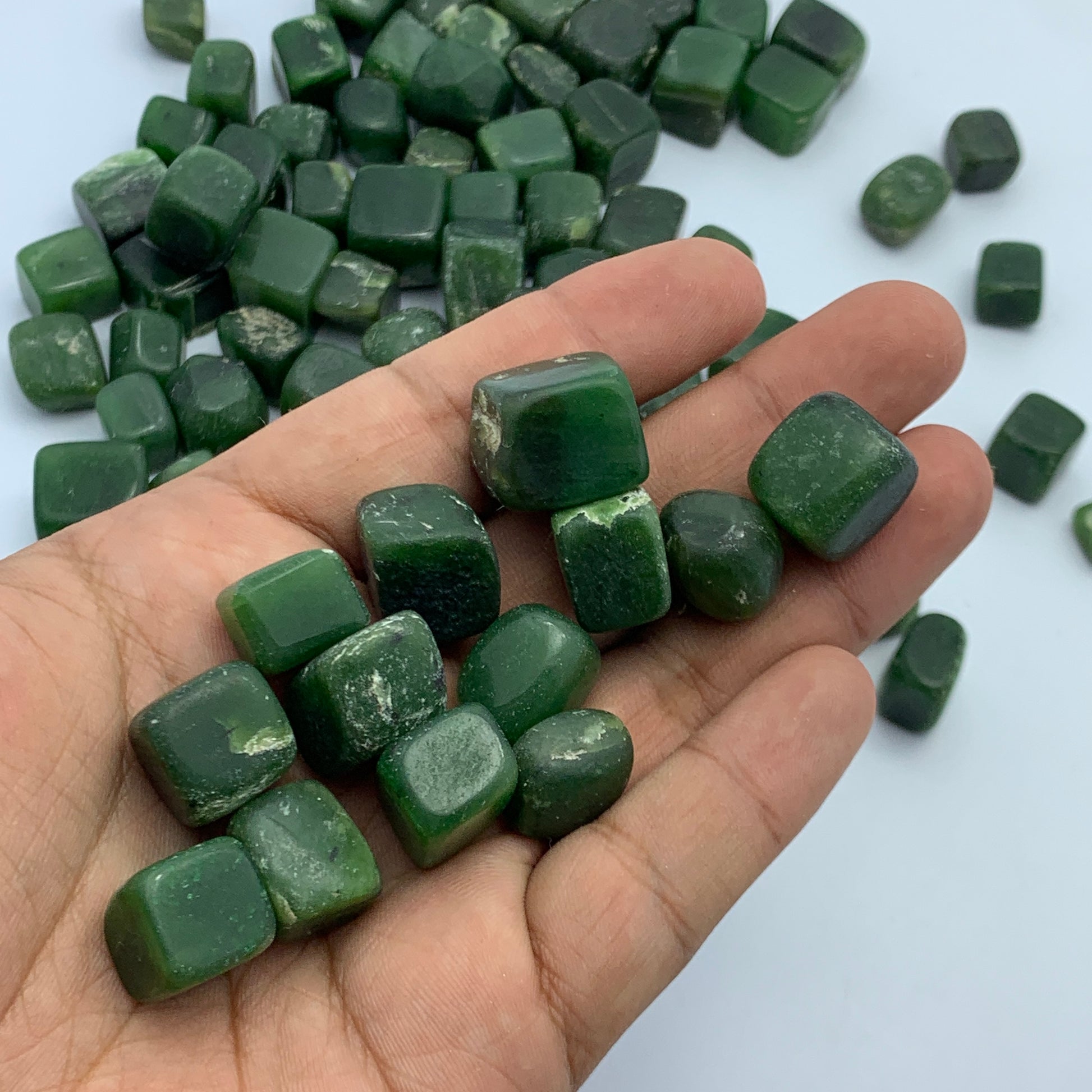 Nephrite Jade, Jade Tumble, 30 Grams, Polished Stone, Green Jade, Pakistan Crystal, Healing Crystal, Heart Chakra, Prosperity Stone, Tumbled Gemstone