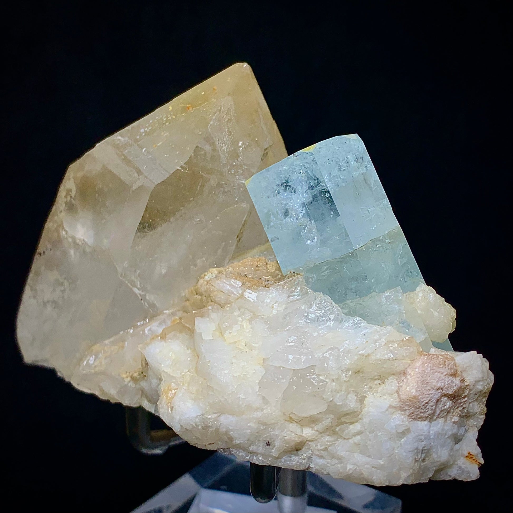 Aquamarine Crystal, Iron Quartz, Repaired Specimen, 1350 Carats, 270 Grams, Skardu Pakistan, Beryl in Matrix, Iron Coating, Collector Specimen, Aesthetic Cluster, Natural Matrix, Throat Chakra, Mineral Association