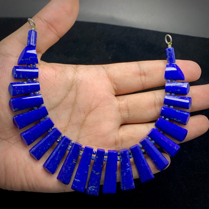 Lapis Lazuli Necklace, 400 Carats, 925 Silver, Sterling Silver, Royal Blue Gemstone, Third Eye Chakra, Wisdom Stone, Pyrite Inclusion, Statement Necklace, Fine Jewelry, Lapis Lazuli, Investment Piece, Gemstone Jewelry