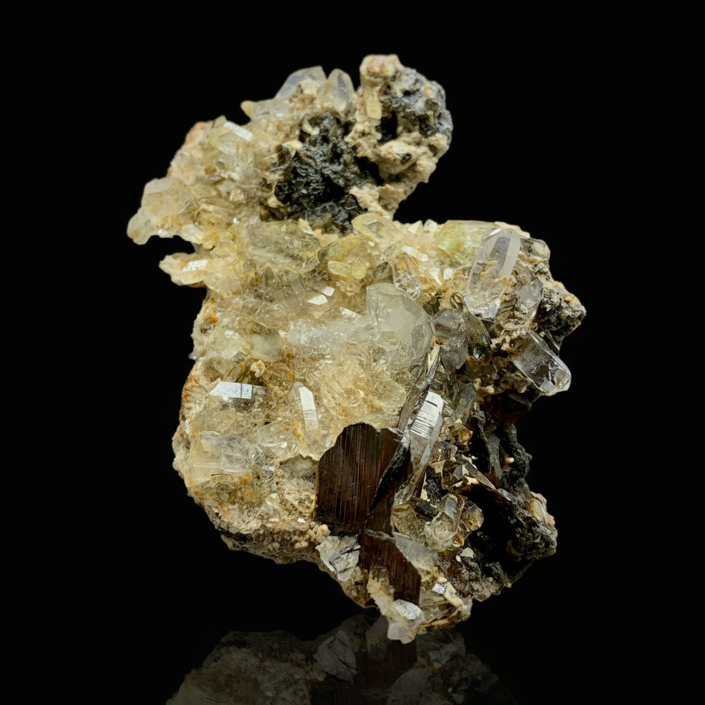 Brookite Crystal, Quartz Cluster, 345 Carats, Rare Mineral, Pakistan Mineral,  Brookite on Quartz, Collector Specimen, High Energy, Investment Stone, Mineral Association, Crystal Dimensions, Natural Specimen