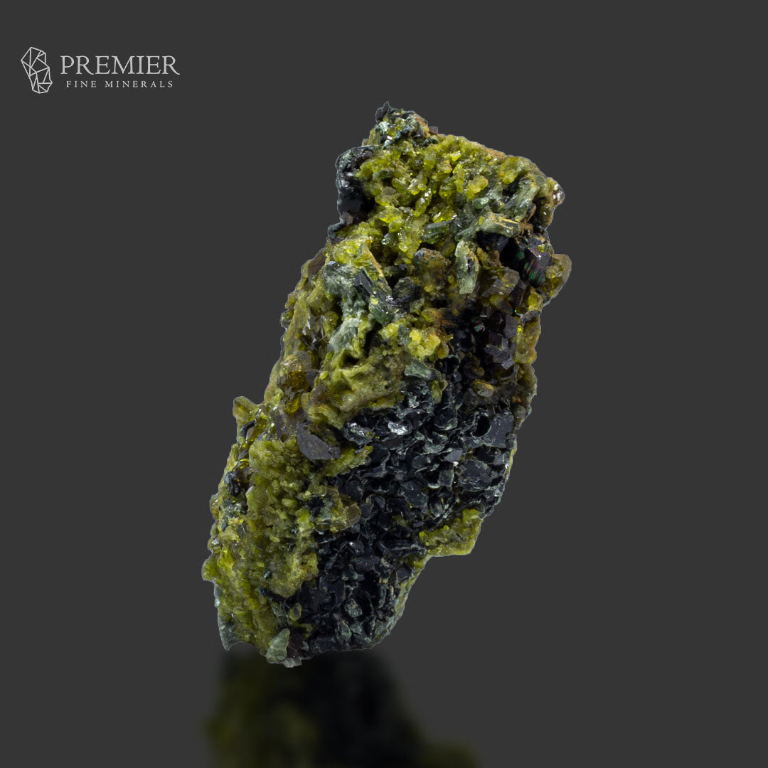 Vesuvianite, Diopside, Rainbow Magnetite and Biotite Cluster