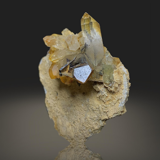 Brookite, Quartz, Rutile, Titanium, 18.8 Grams, Pakistan Mineral, Crystal on Matrix, Combination Specimen, Rare Mineral, Collector Specimen, Anatase, Miniature Specimen, Titanium Dioxide