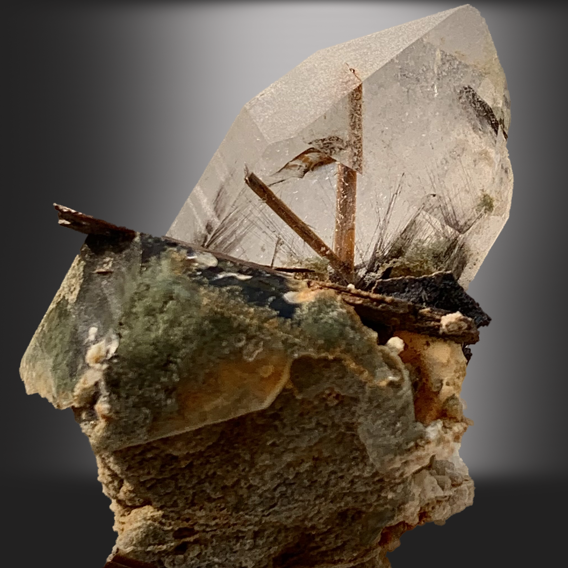 Brookite, Rutile, Quartz, Inclusion, Titanium Dioxide, TiO2, 20 Grams, Pakistan Mineral, Rare Mineral, Collector Specimen, Combination Specimen, Polymorph, Needle Quartz