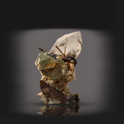 Brookite, Rutile, Quartz, Inclusion, Titanium Dioxide, TiO2, 20 Grams, Pakistan Mineral, Rare Mineral, Collector Specimen, Combination Specimen, Polymorph, Needle Quartz