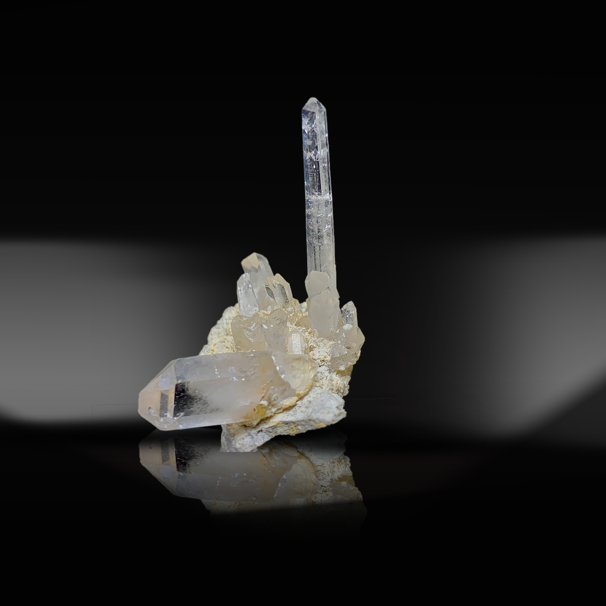 Crystal formation on a dark background