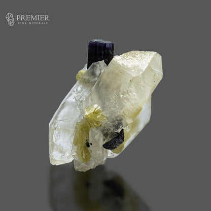 Blue Cap Tourmaline on Double Terminated Quartz - Pakistan