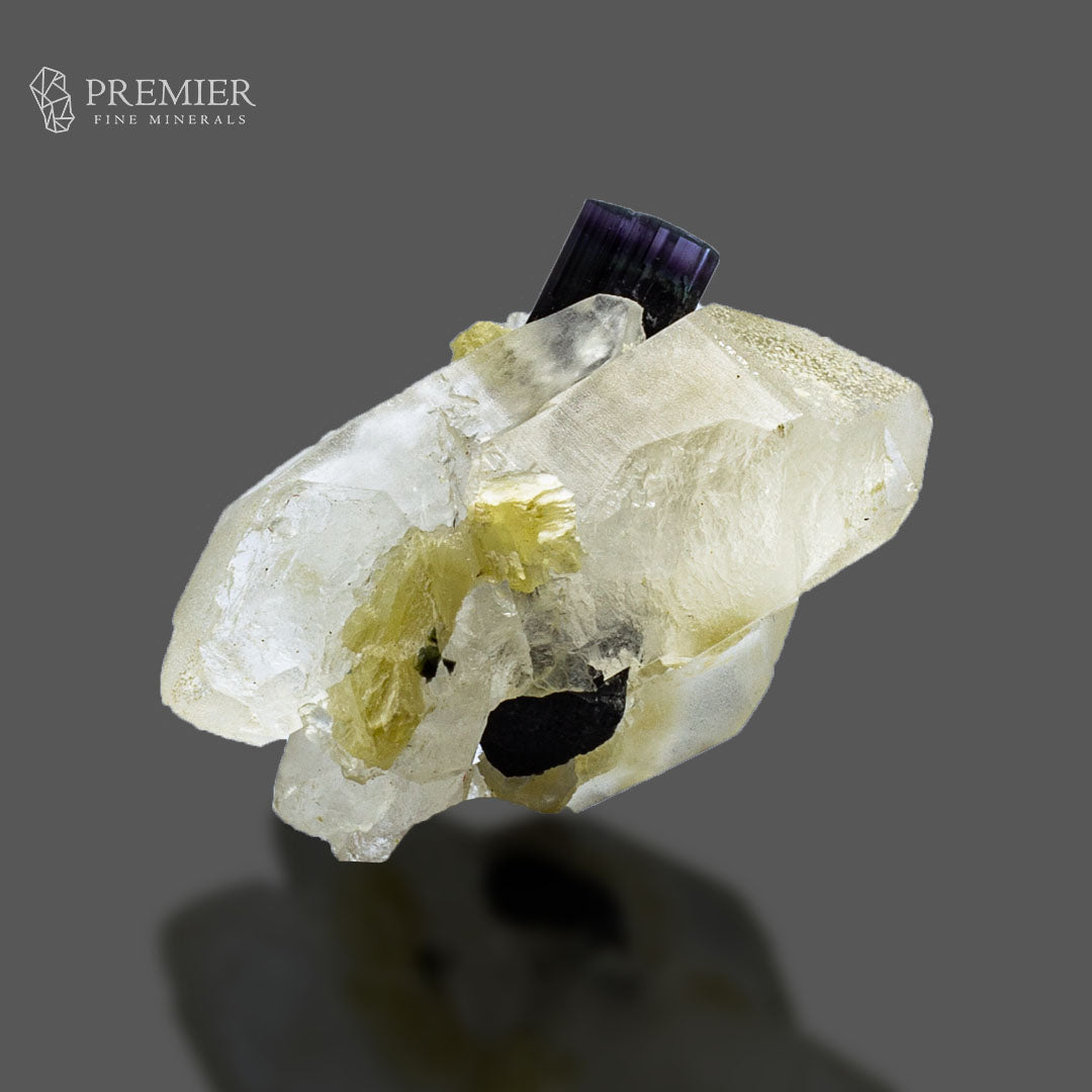 Blue Cap Tourmaline on Double Terminated Quartz - Pakistan