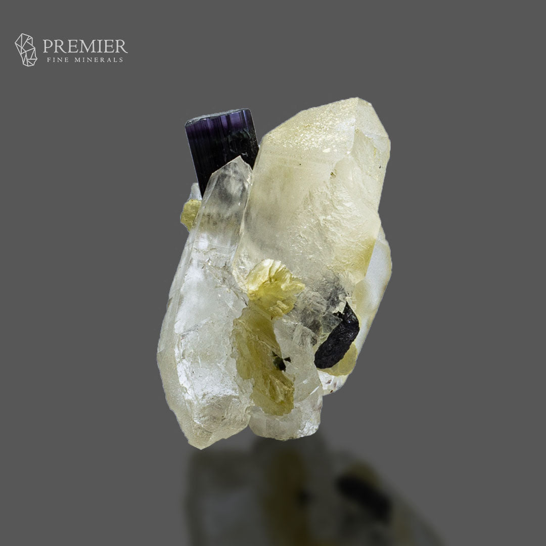 Blue Cap Tourmaline on Double Terminated Quartz - Pakistan