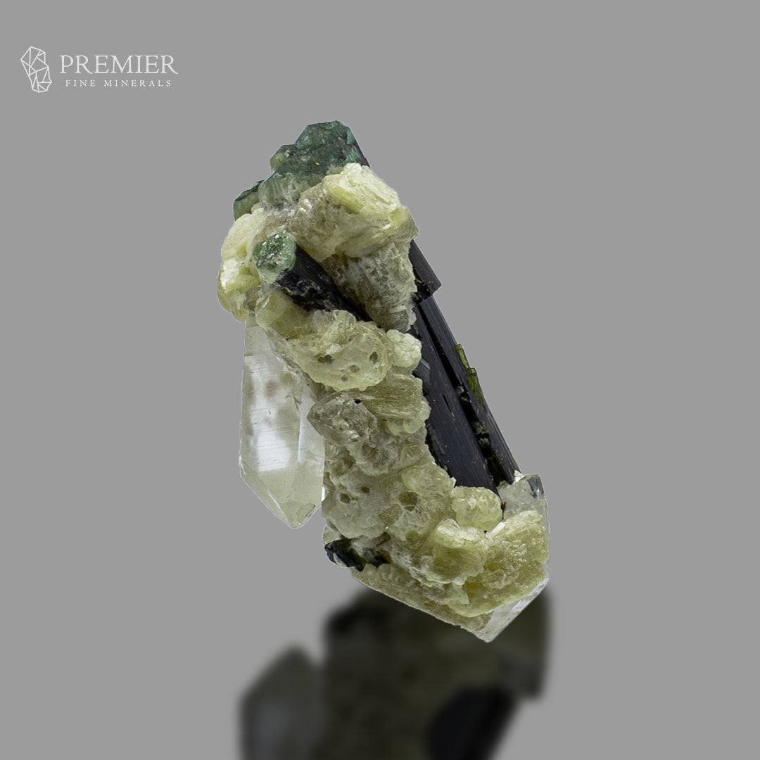 Blue Cap Tourmaline Crystal on Quartz - Pakistan