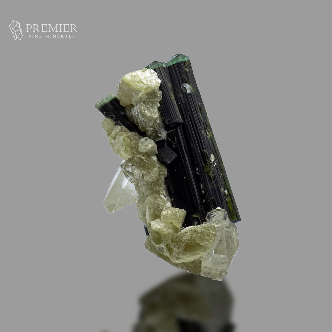 Blue Cap Tourmaline Crystal on Quartz - Pakistan