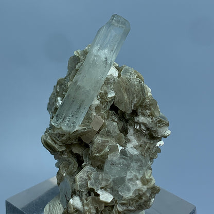 Aquamarine Crystal, Apatite, Muscovite Mica, 51 Carats, Mineral Association, Pegmatite Mineral, Throat Chakra, Beryl Crystal, Collector Specimen, Aesthetic Cluster, Miniature Specimen, Crystal Dimensions, Natural Specimen