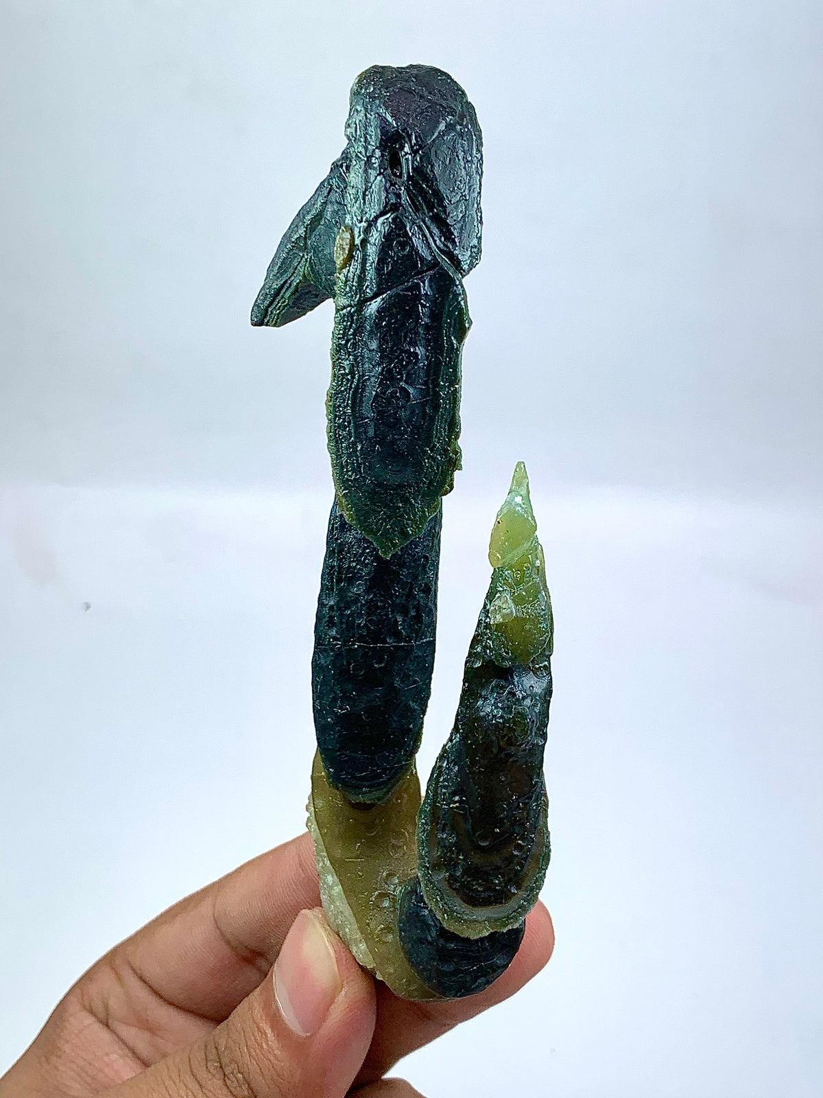 69 Grams Sculptural Green Agate Specimen Rare Stalactitic Chalcedony Formation Natural Mineral Specimen
