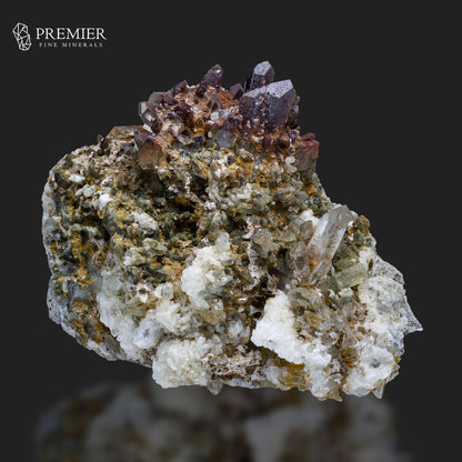 Chlorite Quartz, Iron-Coated, Limonite Quartz, Pakistan Minerals, 443g, Mineral Cluster, Matrix Specimen, Natural Crystal, Himalayan Minerals, Cabinet Specimen