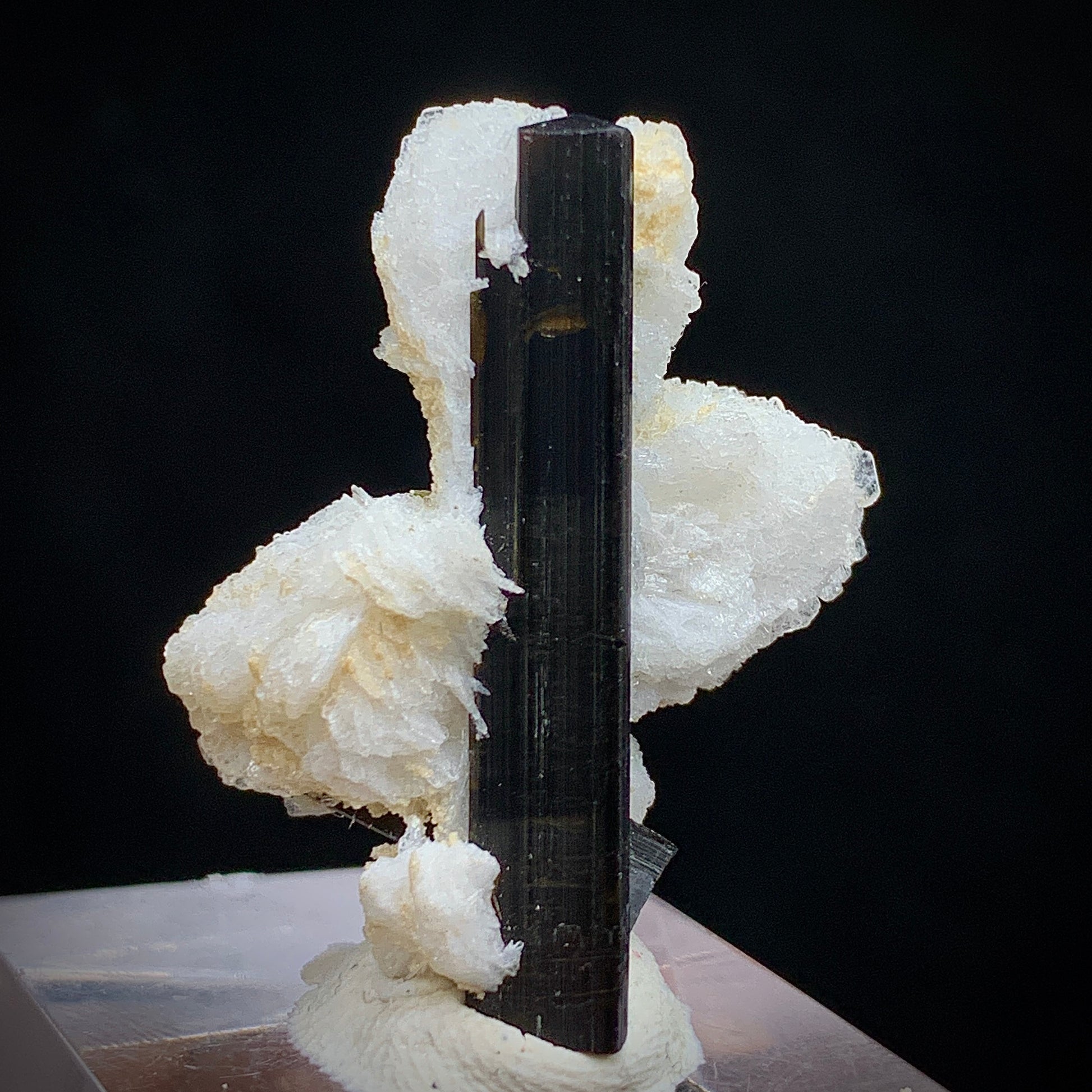 Schorl Tourmaline, Epidote Inclusion, 44.7 Carats, Albite Matrix, Pakistan Mineral, Black Tourmaline, Collector Specimen, Aesthetic Cluster, Miniature Specimen, Grounding Stone, Feldspar, Mineral Association, Crystal Dimensions