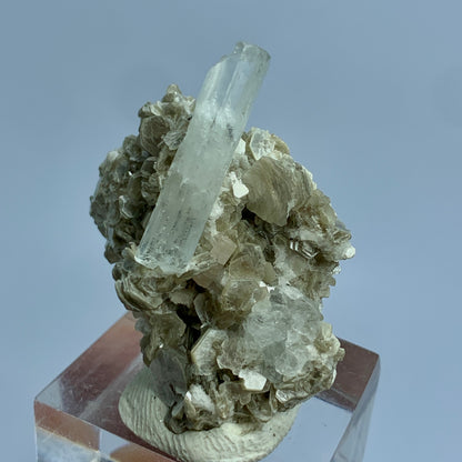 Aquamarine Crystal, Apatite, Muscovite Mica, 51 Carats, Mineral Association, Pegmatite Mineral, Throat Chakra, Beryl Crystal, Collector Specimen, Aesthetic Cluster, Miniature Specimen, Crystal Dimensions, Natural Specimen