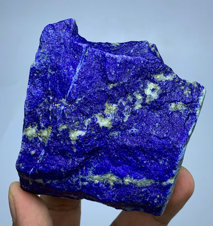 282g unpolished Lapis Lazuli with Pyrite veins
Front face of chunky Afghan Lapis Lazuli specimen