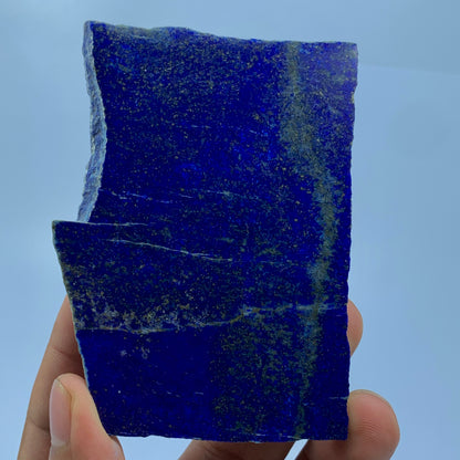 Lapis Lazuli Slab, Polished Slice, Royal Blue, Golden Pyrite, Afghan Lapis, $\sim 480$ Carats, Third Eye Chakra, Collector Gem, Display Mineral, Wisdom Stone, Afghanistan Mineral, Investment Stone, Crystal Dimensions