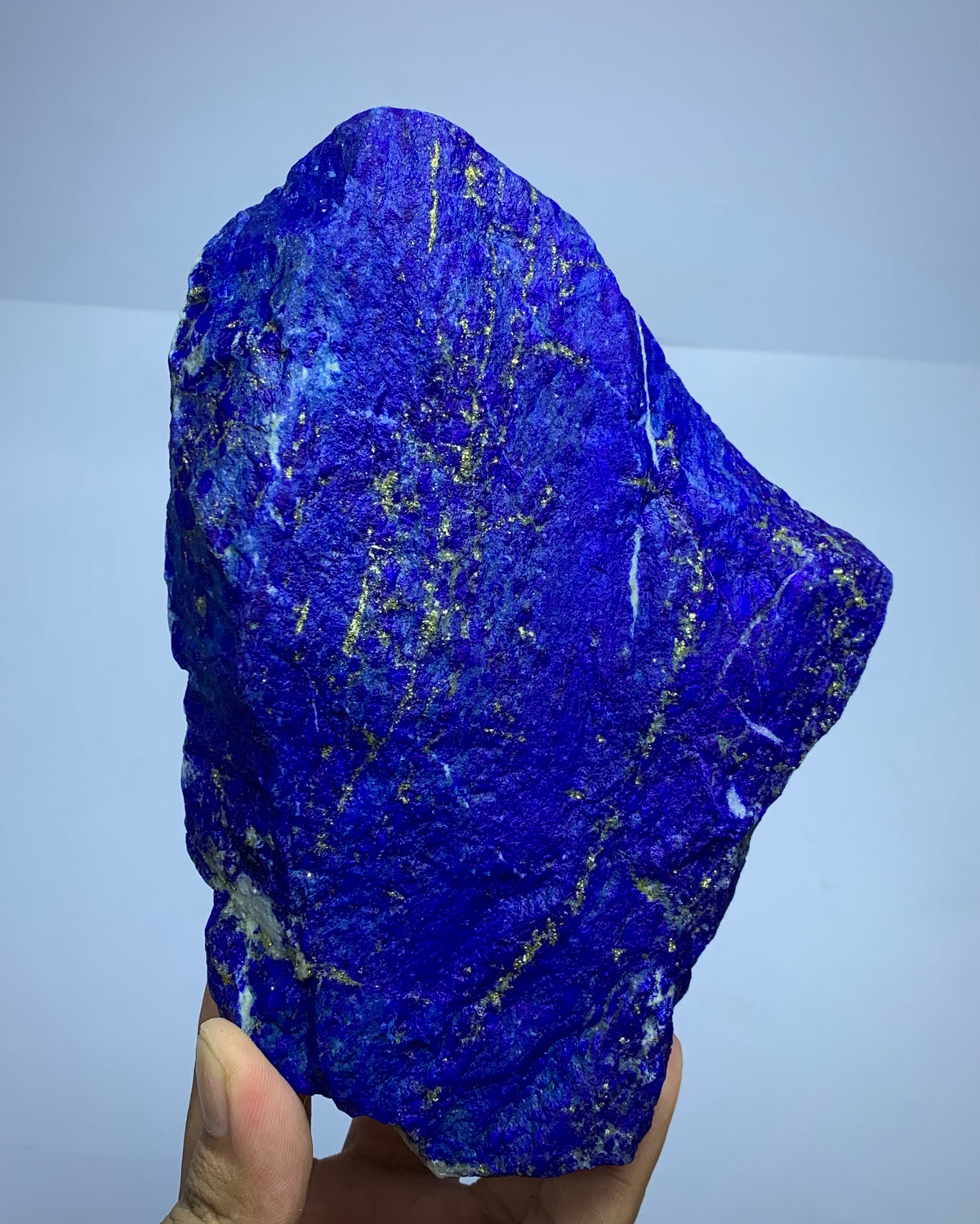 Rough Blue Lapis Lazuli Crystal specimen with golden Pyrite veins,