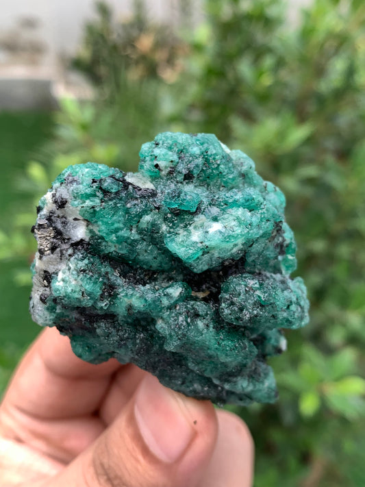 Natural Green Emerald on Matrix from Chitral Pakistan – Rough Emerald Cluster Specimen – Collector Mineral – 86g