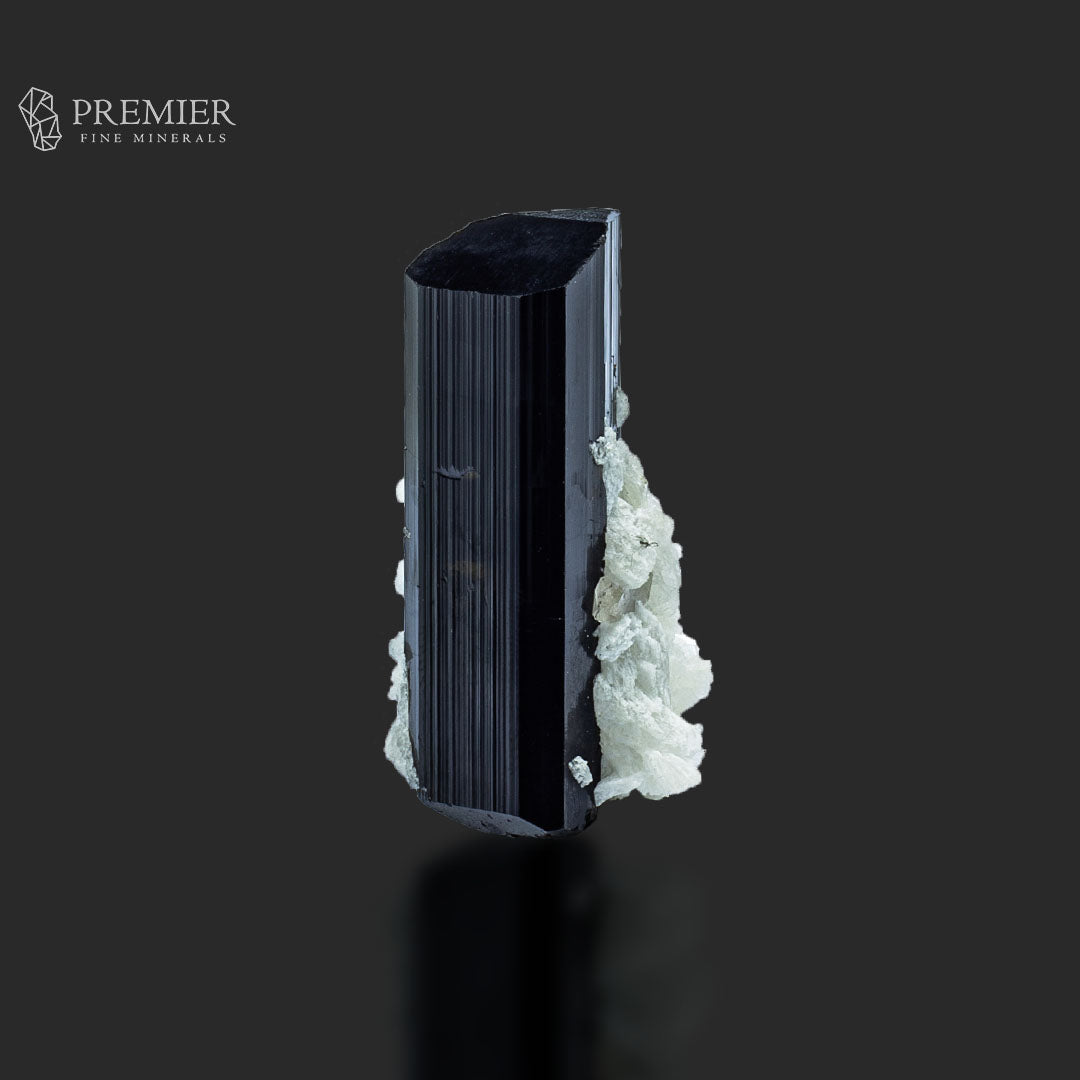 Double-Terminated Black Tourmaline Crystal with Albite –  Pakistan