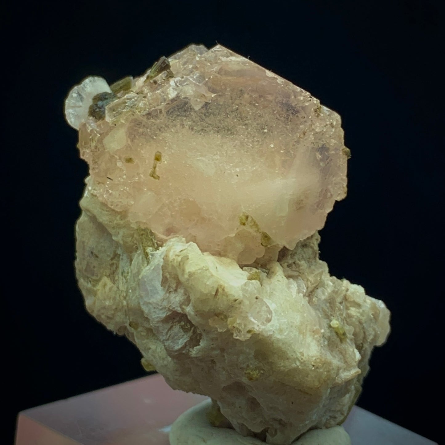 Morganite Crystal, 85 Carat, Epidote, Calcite, Muscovite Matrix, Afghanistan Crystal, Pink Beryl, Multi-Mineral, Heart Chakra, Collector Specimen, Aesthetic Cluster, Small Cabinet, Crystal Dimensions