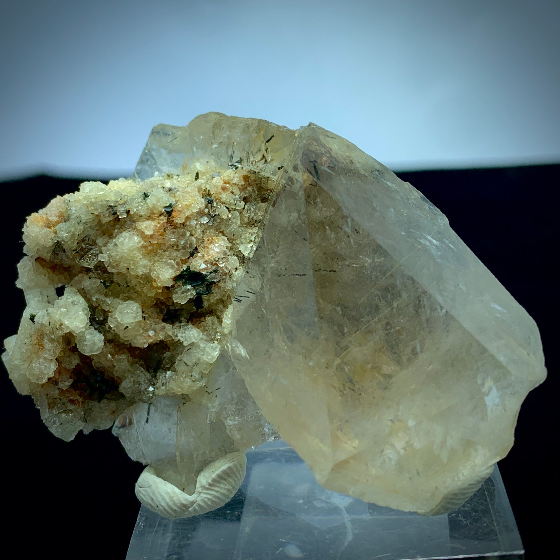 Rutile Quartz, Terminated Crystal, Lepidolite Matrix, 57 Grams, Pakistan Specimen, Black Rutile, Rare Mineral, Quartz on Matrix, Collector Grade, Rutile Quartz