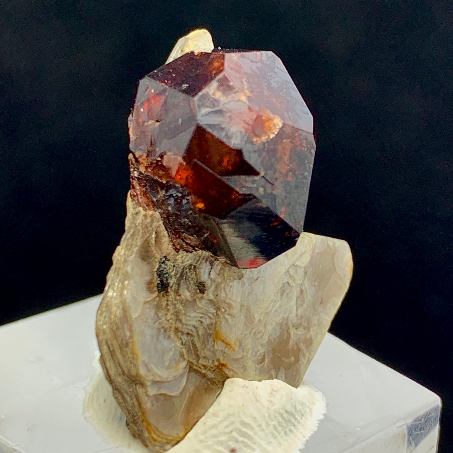 Almandine Garnet, Garnet on Muscovite, Skardu Pakistan, Muscovite Matrix, Garnet Crystal, Red Garnet, Mineral Specimen, Collector Crystal, Root Chakra, Pakistan Gemstone