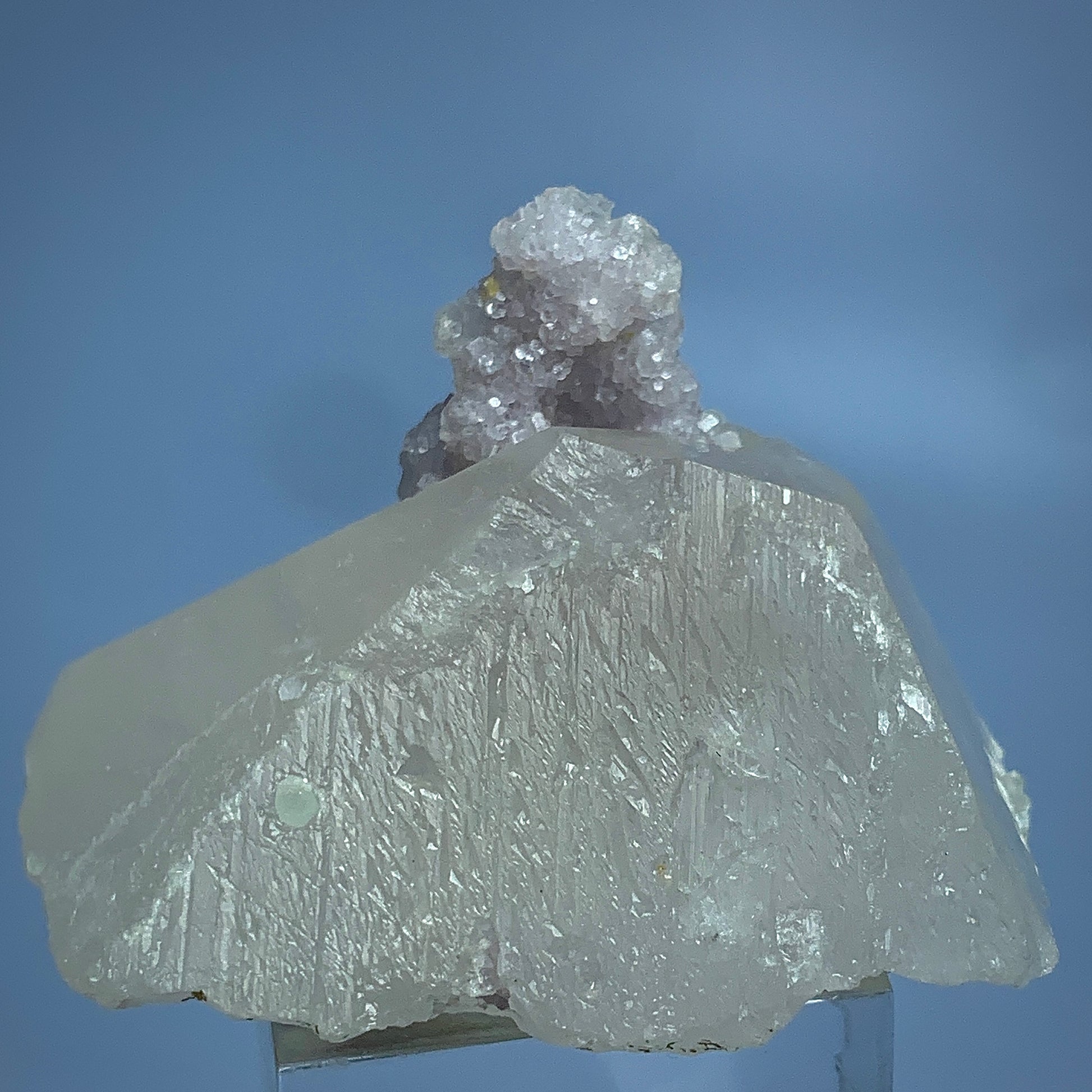 Lepidolite on Quartz, 265 Carat, Etched Quartz, Jacare Quartz, Kunar Afghanistan, Lepidolite Crystal, Purple Mica, Mineral Association, Collector Crystal, Stress Relief Stone