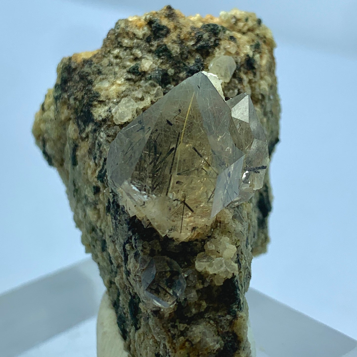 Rutilated Quartz, 208 Carat, Black Rutile, Copper Rutile, Terminated Crystal, Quartz on Matrix, Rare Rutile, Collector Grade, Mineral Specimen, Dual-Color Rutil