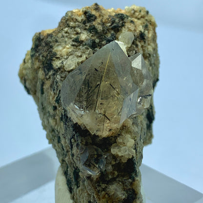 Rutilated Quartz, 208 Carat, Black Rutile, Copper Rutile, Terminated Crystal, Quartz on Matrix, Rare Rutile, Collector Grade, Mineral Specimen, Dual-Color Rutil