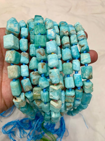 Natural Blue Aragonite handmade Beaded Necklace - Genuine Tumbled Gemstone Beads | Premier Fine Minerals