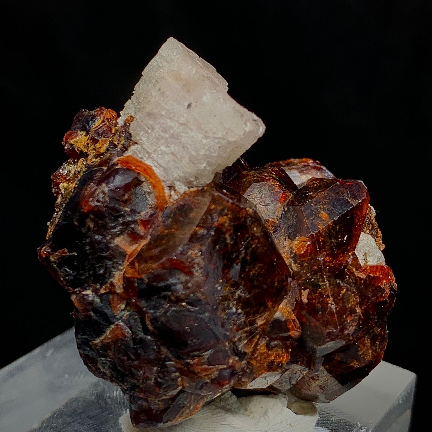 Etched Apatite, Spessartine Garnet, 285 Carats, 57 Grams, Pakistan Mineral, Rare Crystal Habit, Apatite on Garnet, Collector Specimen, Miniature Specimen, Etched Crystal, Mineral Association, Unique Specimen, Crystal Etching