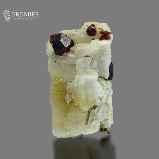 Spessartine Garnet & Black Tourmaline on Feldspar – Skardu Pakistan