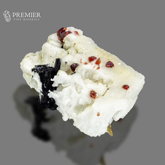 Spessartine Garnet & Black Tourmaline on Feldspar – Skardu Pakistan