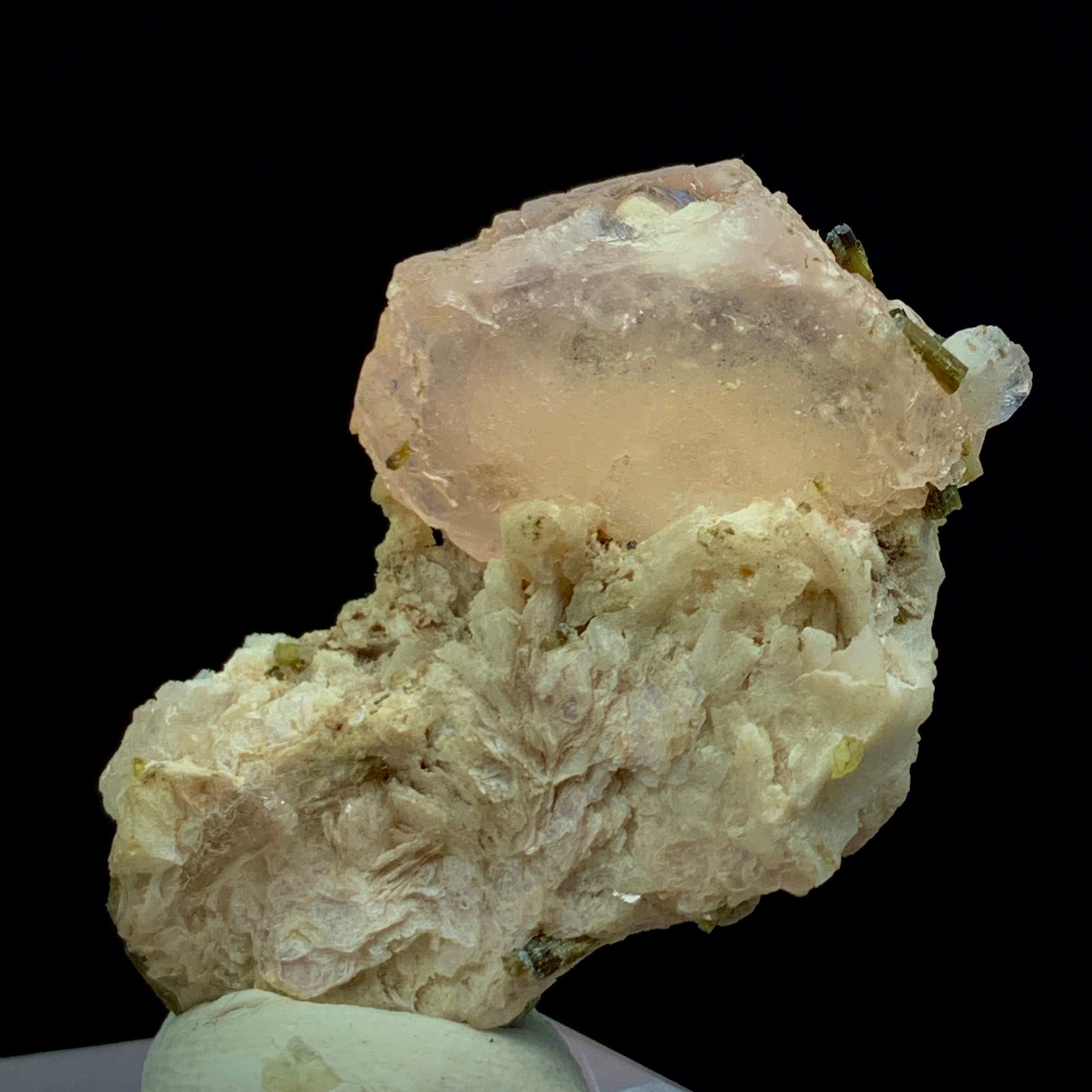 Morganite Crystal, 85 Carat, Epidote, Calcite, Muscovite Matrix, Afghanistan Crystal, Pink Beryl, Multi-Mineral, Heart Chakra, Collector Specimen, Aesthetic Cluster, Small Cabinet, Crystal Dimensions