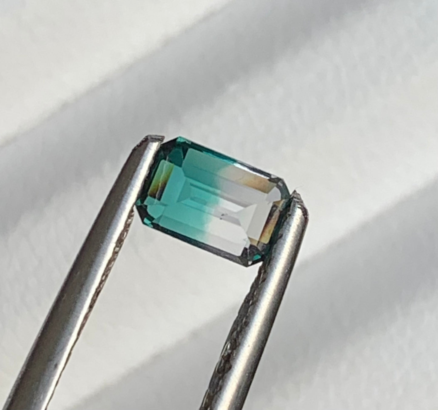 0.70 Carat Natural Bicolor Tourmaline ∣ Vivid Teal Blue/Green Faceted Gemstone ∣ Afghan Indicolite Baguette