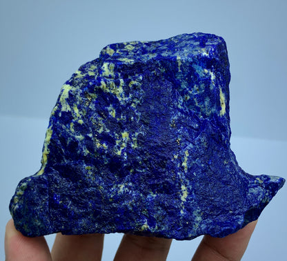Afghan Lapis Lazuli specimen, side profile view
395g raw Lapis Lazuli specimen with Pyrite veins
Lapis Lazuli rough specimen, front angle, deep blue color
Close-up view of Pyrite veins on Lapis Lazuli specimen
Badakhshan Lapis Lazuli specimen, natural rough texture