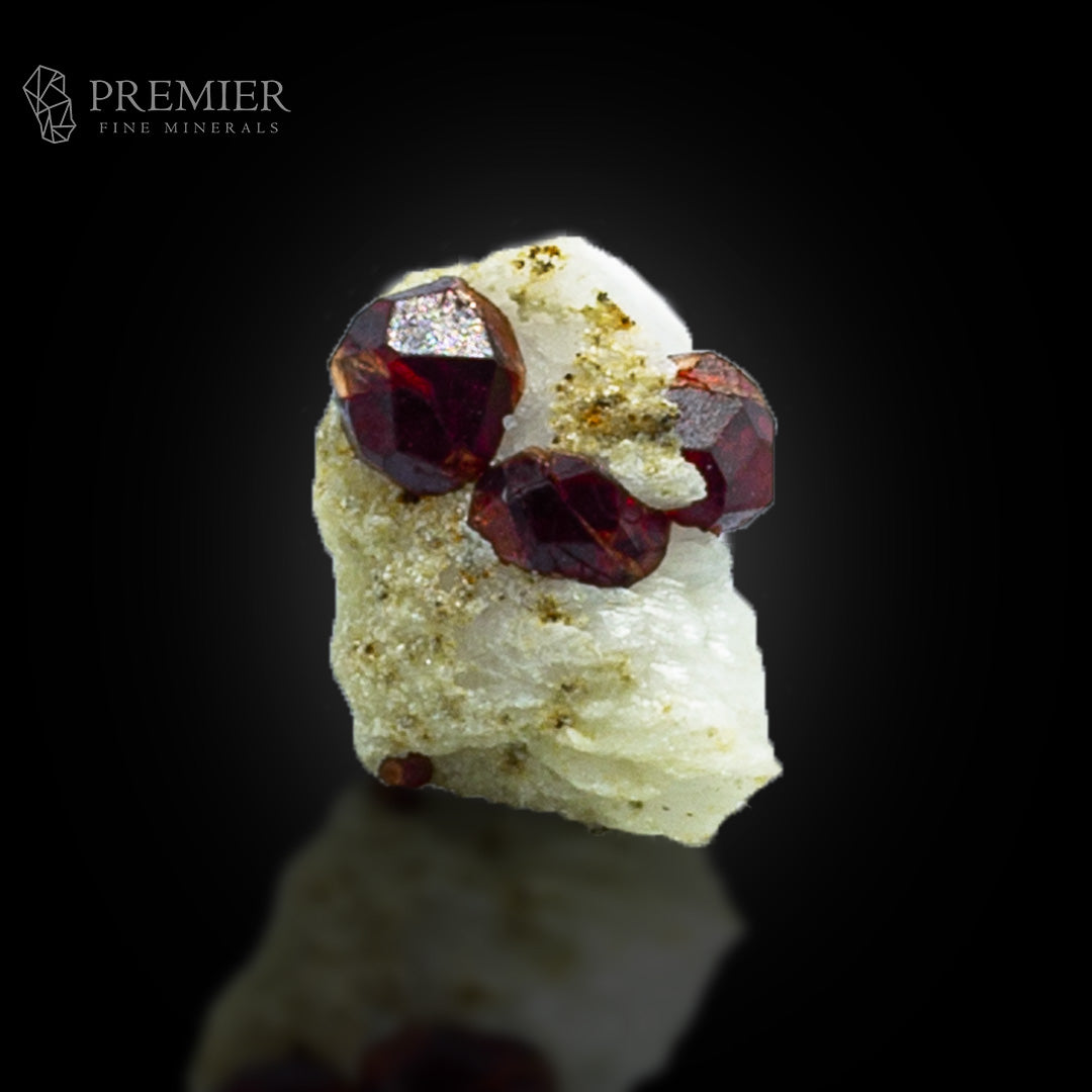 Red Garnet Crystals on Feldspar – Pakistan Thumbnail