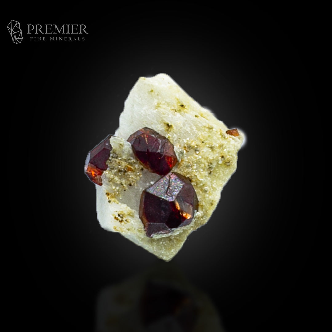Red Garnet Crystals on Feldspar – Pakistan Thumbnail