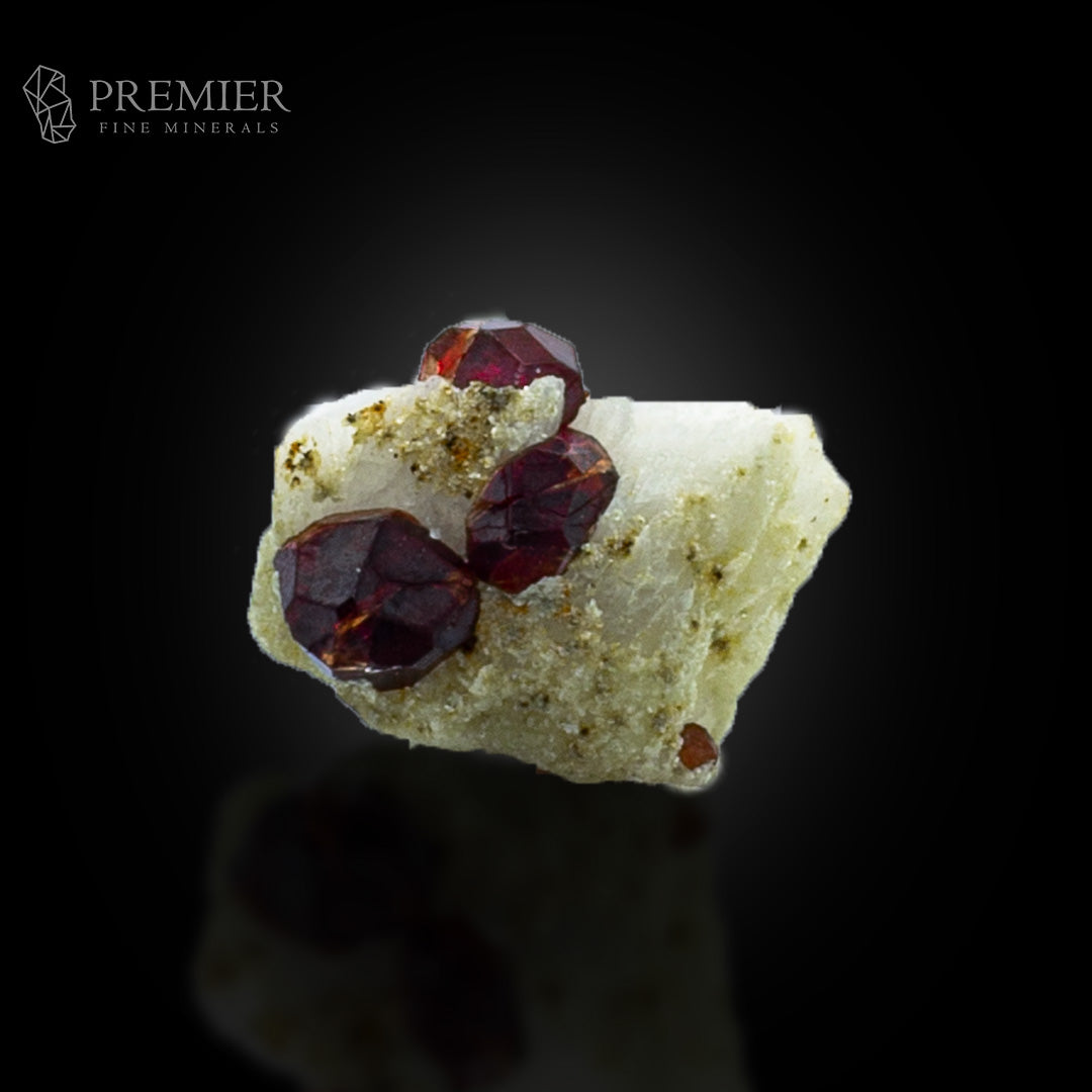 Red Garnet Crystals on Feldspar – Pakistan Thumbnail
