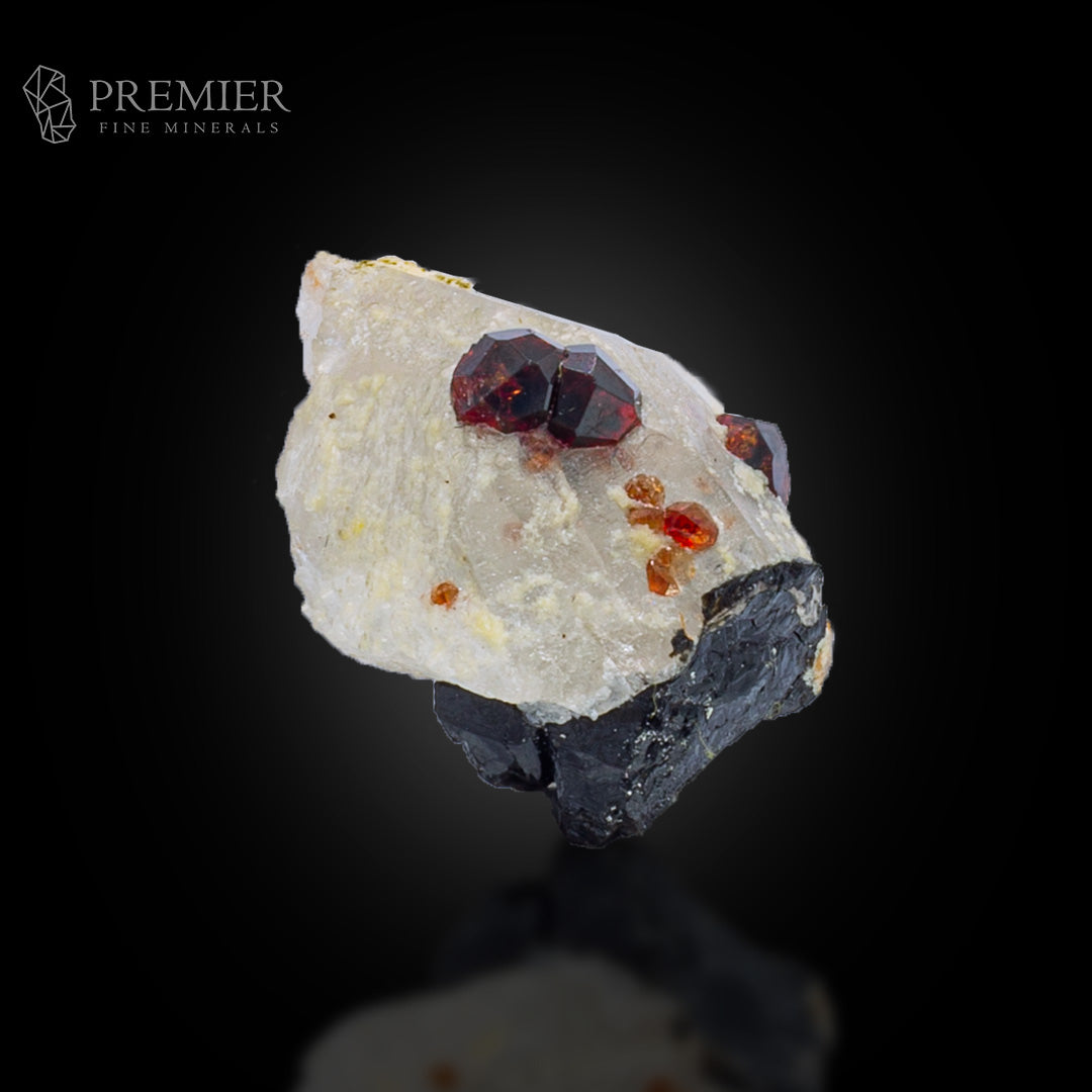 Almandine Garnet & Black Tourmaline on Quartz – Pakistan