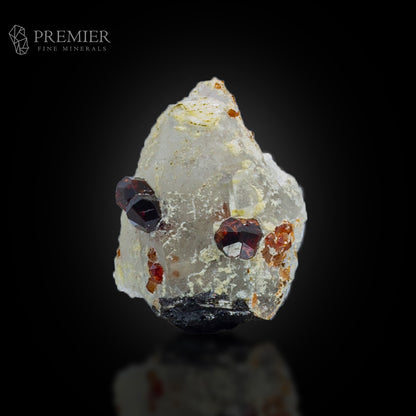 Almandine Garnet & Black Tourmaline on Quartz – Pakistan