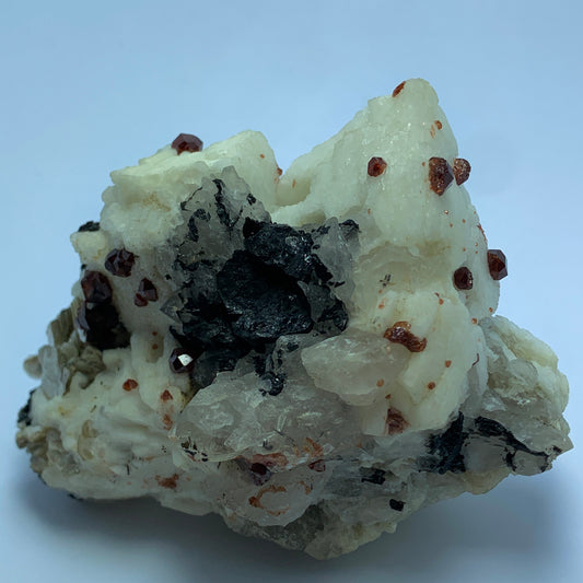 Red Garnet, Black Tourmaline, Feldspar Matrix, Tourmaline Garnet, Pakistan Specimen, Raw Crystal, Mineral Cluster, Collector Grade, Protection Crystal, Garnet on Matrix