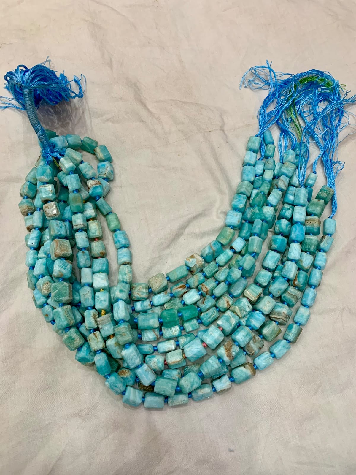 Natural Blue Aragonite handmade Beaded Necklace - Genuine Tumbled Gemstone Beads | Premier Fine Minerals