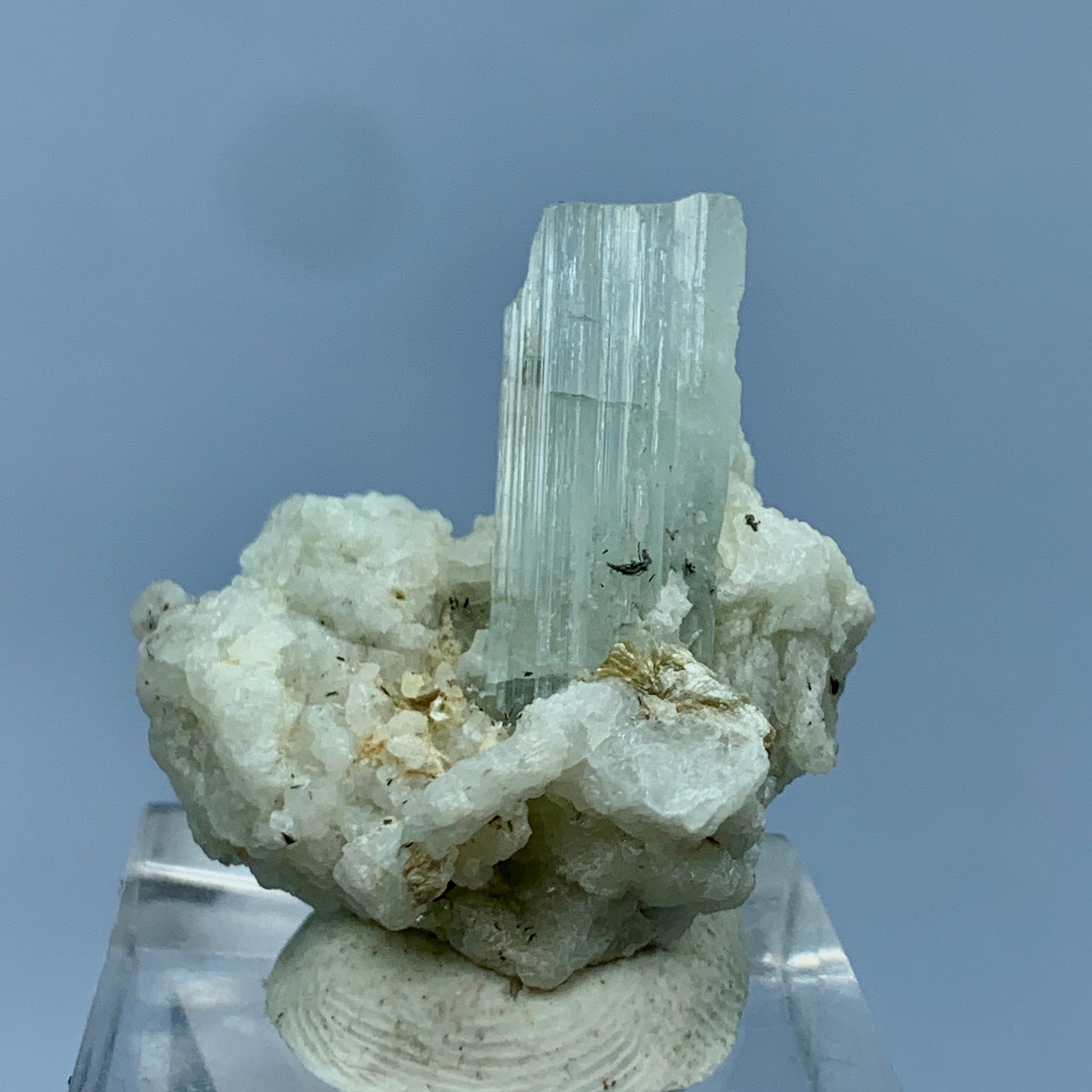 Aquamarine, Etched Aquamarine, Feldspar Matrix,  Pakistan Mineral, Beryl Crystal, Rare Mineral, Natural Etching, Collector Specimen, Miniature Specimen, Pegmatite Mineral, Throat Chakra, Crystal Dimensions, Mineral Association