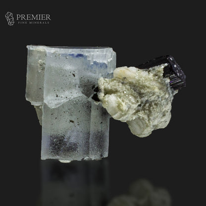 Etched Aquamarine with Black Tourmaline on Feldspar – Skardu