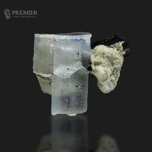Etched Aquamarine with Black Tourmaline on Feldspar – Skardu