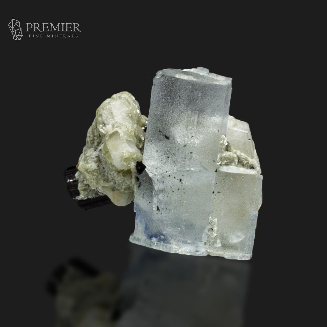 Etched Aquamarine with Black Tourmaline on Feldspar – Skardu