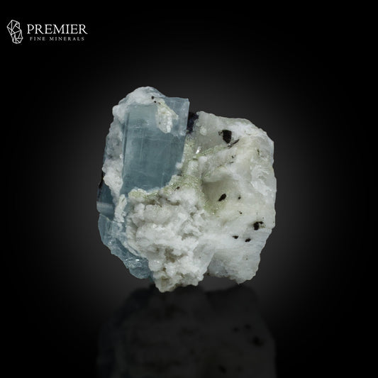 Etched Blue Aquamarine with Schorl on Feldspar – Pakistan
